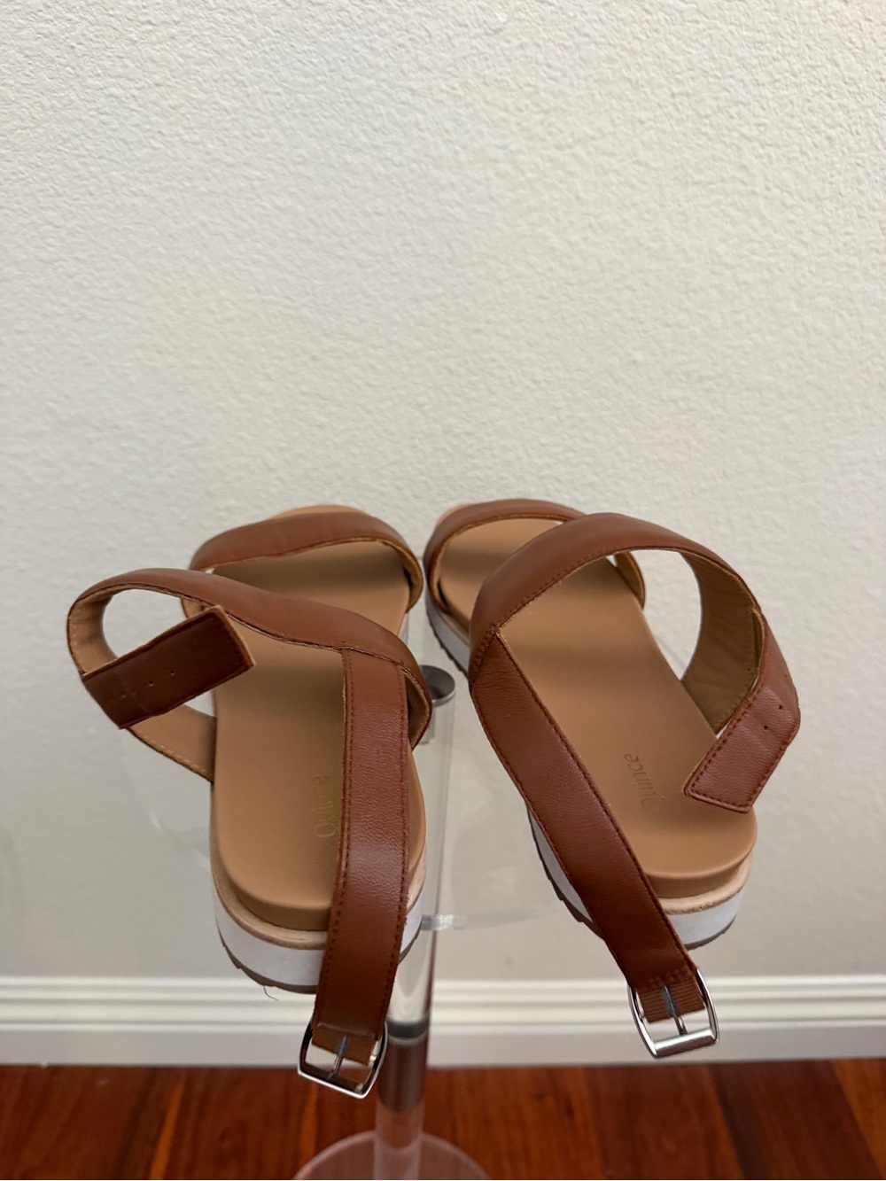 Quince Brown Two-Strap Platform Sandals with Ankle Buckle - Picture 6 of 7